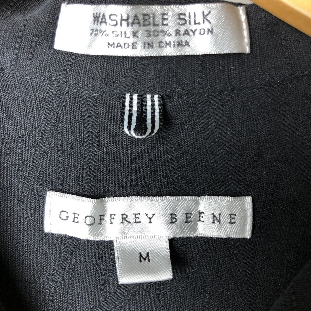 GEOFFREY BEENE Short Sleeve Open Collar Silk Box Shirt, Men's Size M silk black type Vintage Second Hand