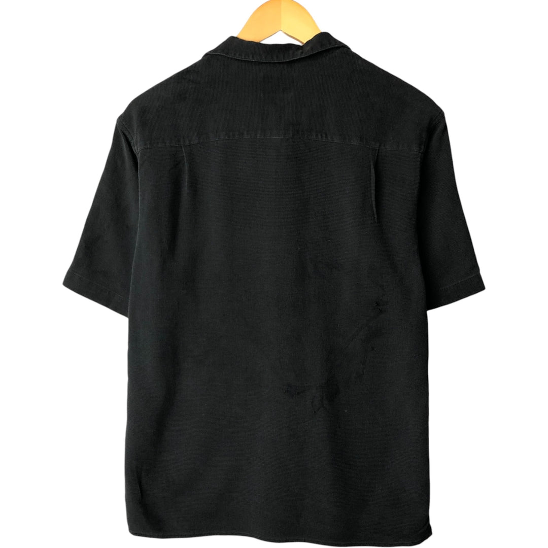 VINTAGE SILK Short Sleeve Open Collar Silk Shirt, Box Shirt, Men's Size M silk black type Vintage Second Hand