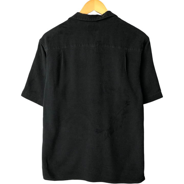 VINTAGE SILK Short Sleeve Open Collar Silk Shirt, Box Shirt, Men's Size M silk black type Vintage Second Hand