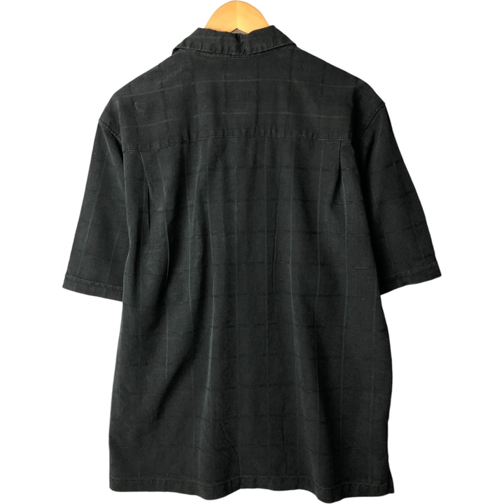 JAMAICA JAXX Check Pattern Short Sleeve Open Collar Silk Shirt, Men's Size M silk black type Vintage Second Hand