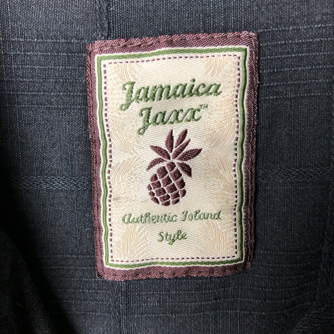 JAMAICA JAXX Check Pattern Short Sleeve Open Collar Silk Shirt, Men's Size M silk black type Vintage Second Hand