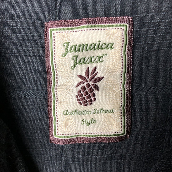 JAMAICA JAXX Check Pattern Short Sleeve Open Collar Silk Shirt, Men's Size M silk black type Vintage Second Hand
