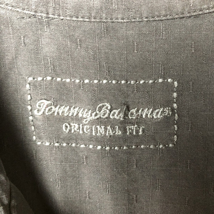 Vintage Tommy Bahama all-over print short-sleeved open-collar silk box shirt, size L, men's size L silk black type Vintage Second Hand