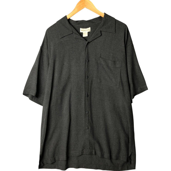 MERONA Short Sleeve Open Collar Rayon Box Shirt, Men's Size L Viscose rayon gray type Vintage Second Hand