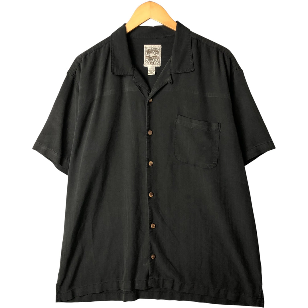 STEVE AND BARRY'S Herringbone Short Sleeve Open Collar Rayon Box Shirt, Men's XL Rayon black type Vintage Second Hand