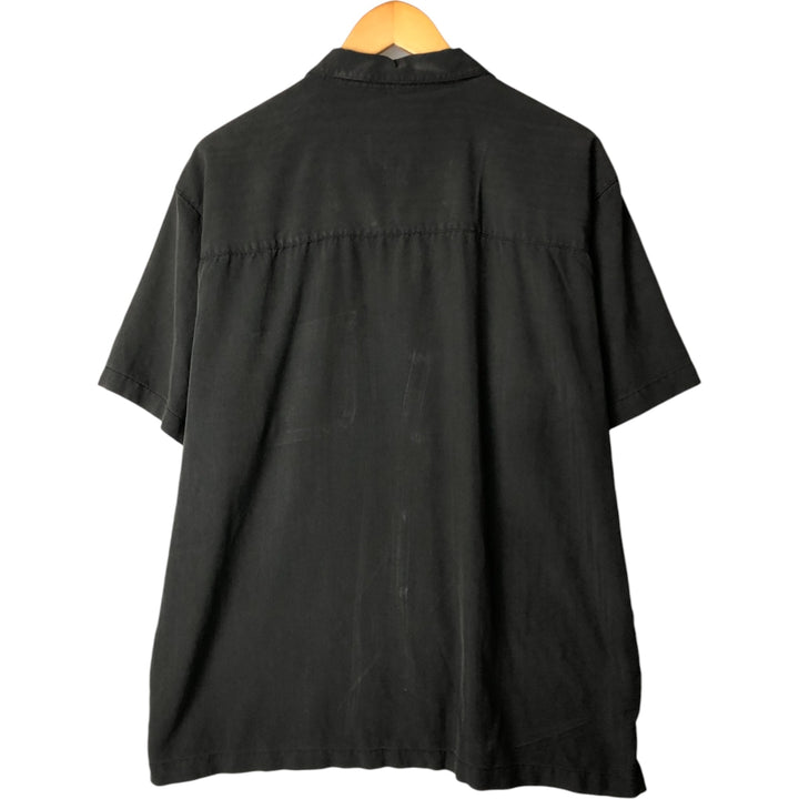 STEVE AND BARRY'S Herringbone Short Sleeve Open Collar Rayon Box Shirt, Men's XL Rayon black type Vintage Second Hand