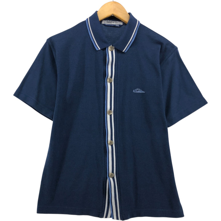 QUIKSILVER Short Sleeve Polycotton Shirt, Men's Size Medium polyester navy blue type Vintage Second Hand