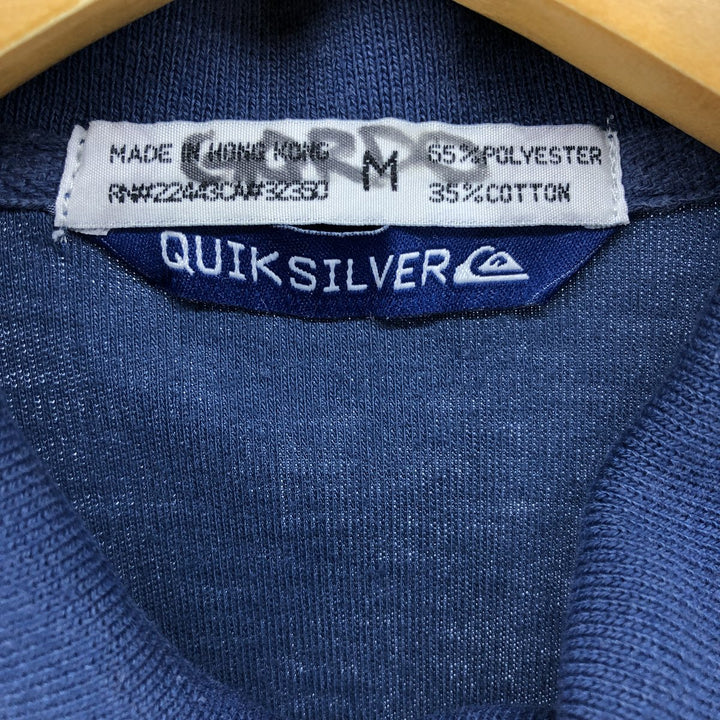 QUIKSILVER Short Sleeve Polycotton Shirt, Men's Size Medium polyester navy blue type Vintage Second Hand
