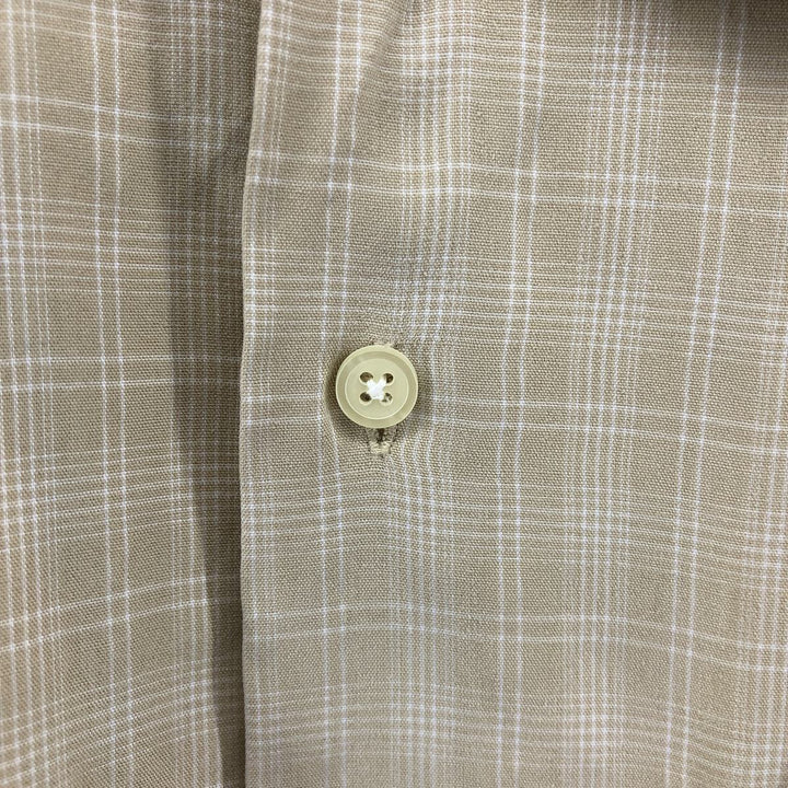 Haggar Check Pattern Short Sleeve Rayon Box Shirt, Men's Size L Rayon Beige type Vintage Second Hand