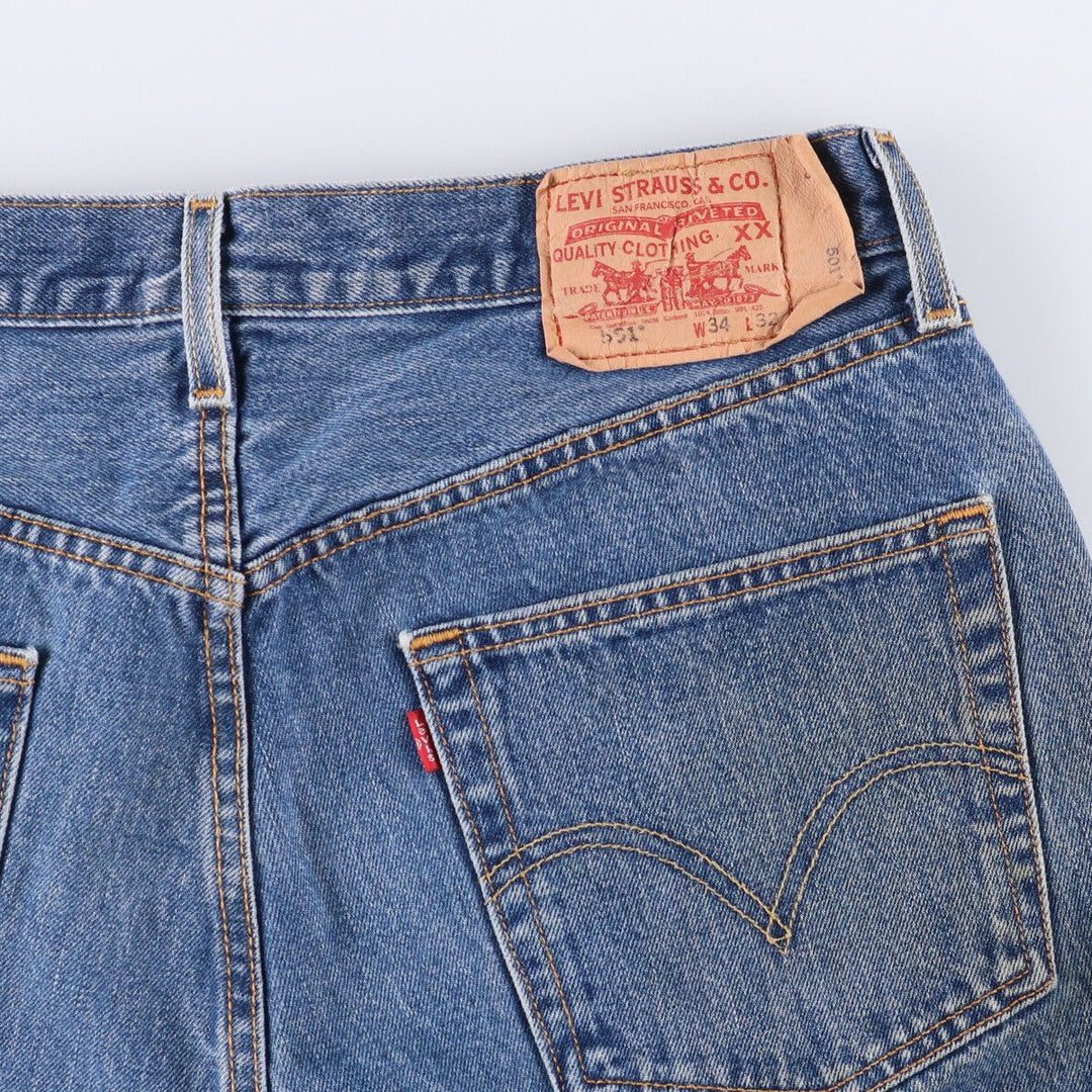 00'S Levi's 501 straight denim pants for men, size W34 cotton blue type Vintage Second Hand
