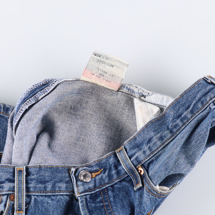 00'S Levi's 501 straight denim pants for men, size W34 cotton blue type Vintage Second Hand