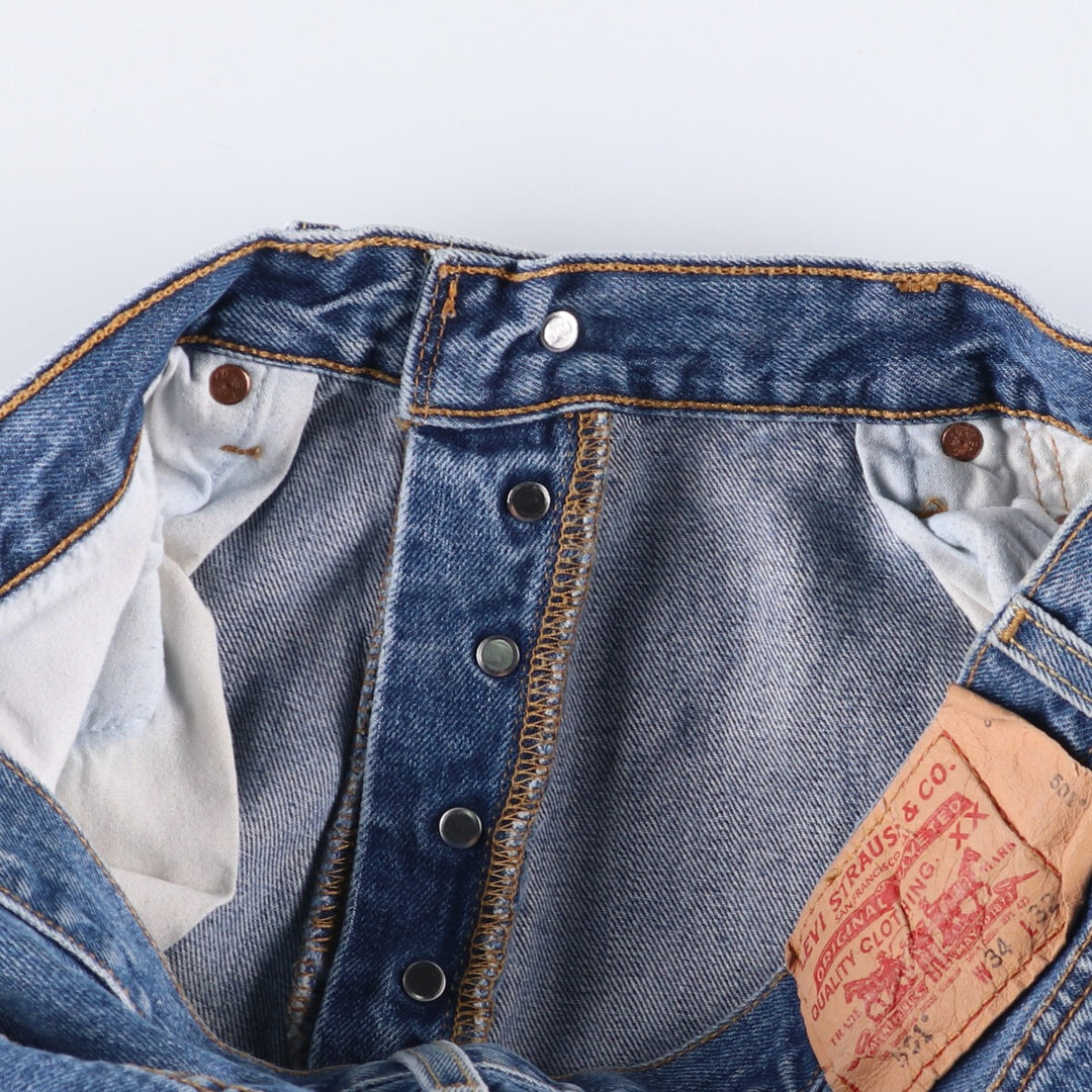 00'S Levi's 501 straight denim pants for men, size W34 cotton blue type Vintage Second Hand