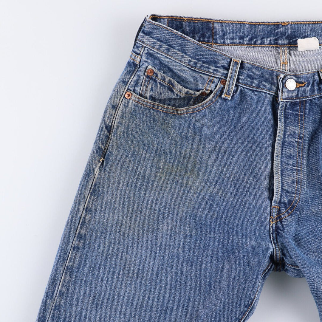 00'S Levi's 501 straight denim pants for men, size W34 cotton blue type Vintage Second Hand