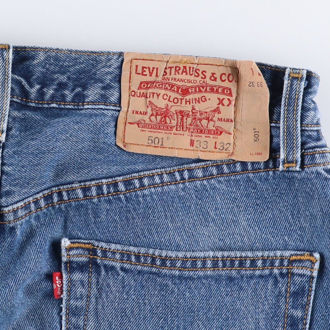 00'S Levi's 501 straight denim pants for men, size W32 cotton blue type Vintage Second Hand