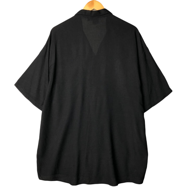 TRADER BAY Short Sleeve Open Collar Rayon Shirt, Made in USA, Men's Size XL Rayon black type Vintage Second Hand