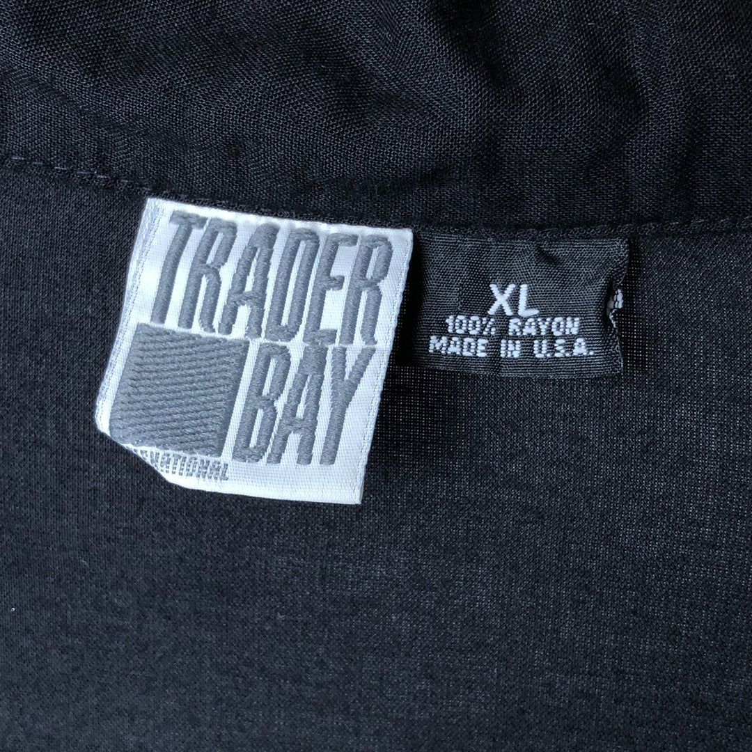 TRADER BAY Short Sleeve Open Collar Rayon Shirt, Made in USA, Men's Size XL Rayon black type Vintage Second Hand