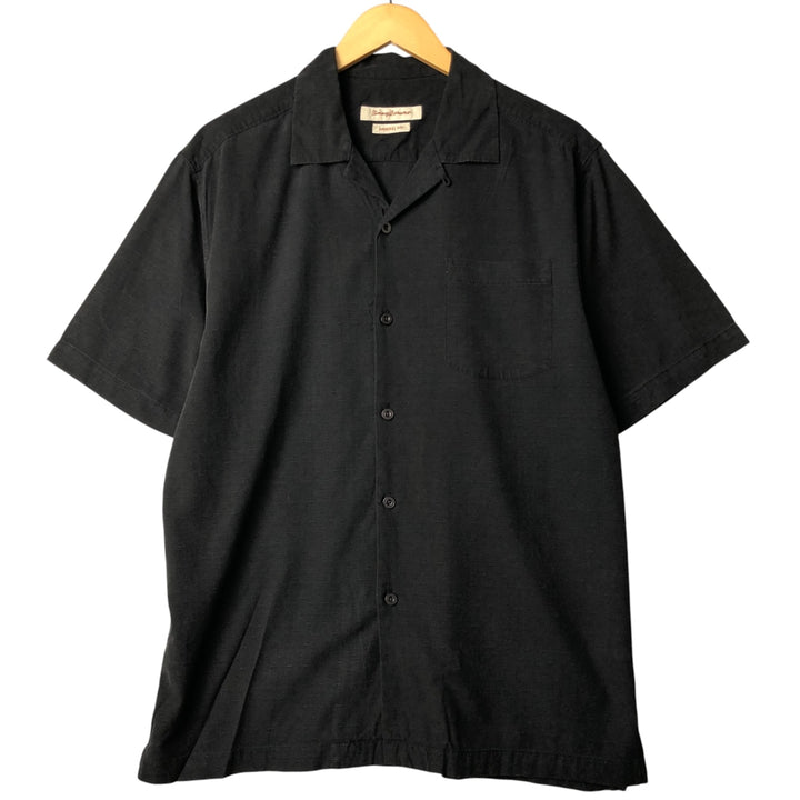 Tommy Bahama Original Fit All-Over Print Short Sleeve Open Collar Silk Shirt, Men's Medium, Vintage silk black type Vintage Second Hand