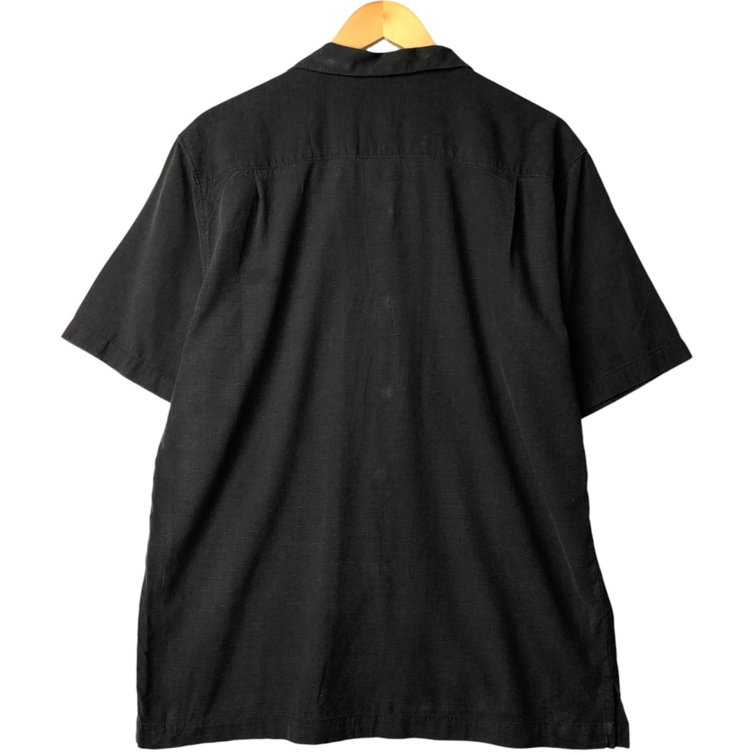 Tommy Bahama Original Fit All-Over Print Short Sleeve Open Collar Silk Shirt, Men's Medium, Vintage silk black type Vintage Second Hand