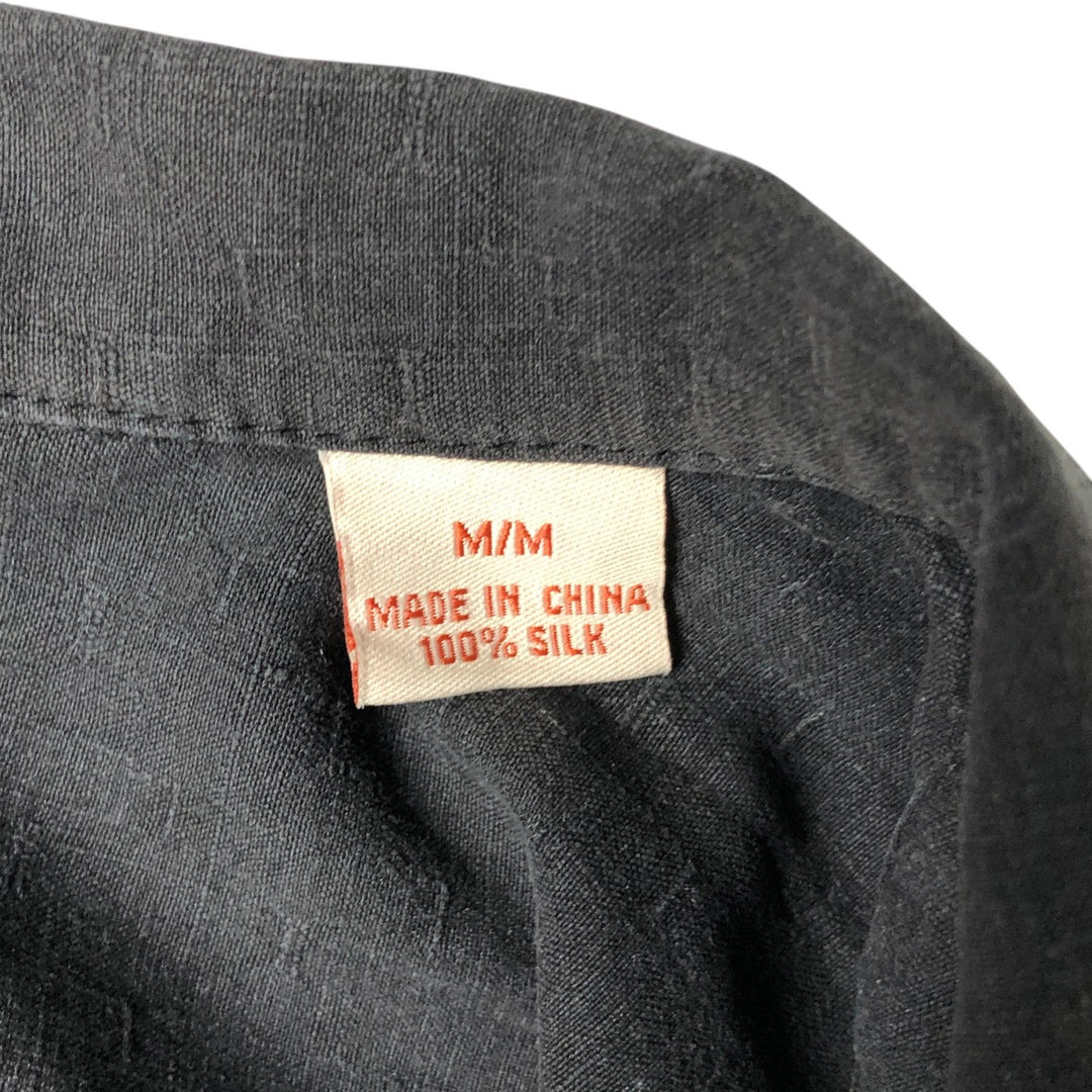 Tommy Bahama Original Fit All-Over Print Short Sleeve Open Collar Silk Shirt, Men's Medium, Vintage silk black type Vintage Second Hand