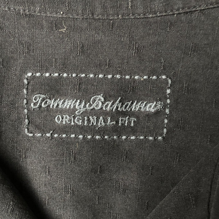 Tommy Bahama All-over Print Short Sleeve Open Collar Silk Shirt Box Shirt Men's XL silk black type Vintage Second Hand