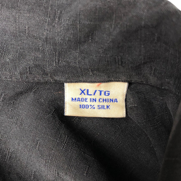 Tommy Bahama All-over Print Short Sleeve Open Collar Silk Shirt Box Shirt Men's XL silk black type Vintage Second Hand