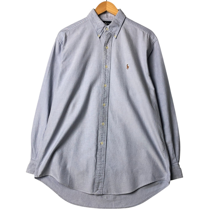 Ralph Lauren YARMOUTH long sleeve button down shirt, men's size L cotton blue type Vintage Second Hand