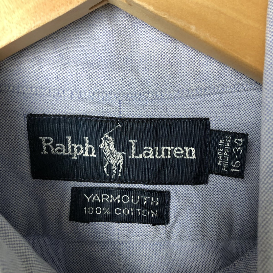 Ralph Lauren YARMOUTH long sleeve button down shirt, men's size L cotton blue type Vintage Second Hand