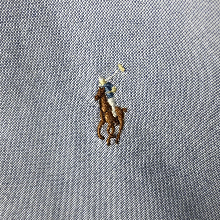 Ralph Lauren YARMOUTH long sleeve button down shirt, men's size L cotton blue type Vintage Second Hand