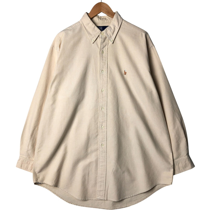 Ralph Lauren POLO by Ralph Lauren Long Sleeve Button Down Shirt Made in Canada Men's XL cotton ivory Vintage Second Hand