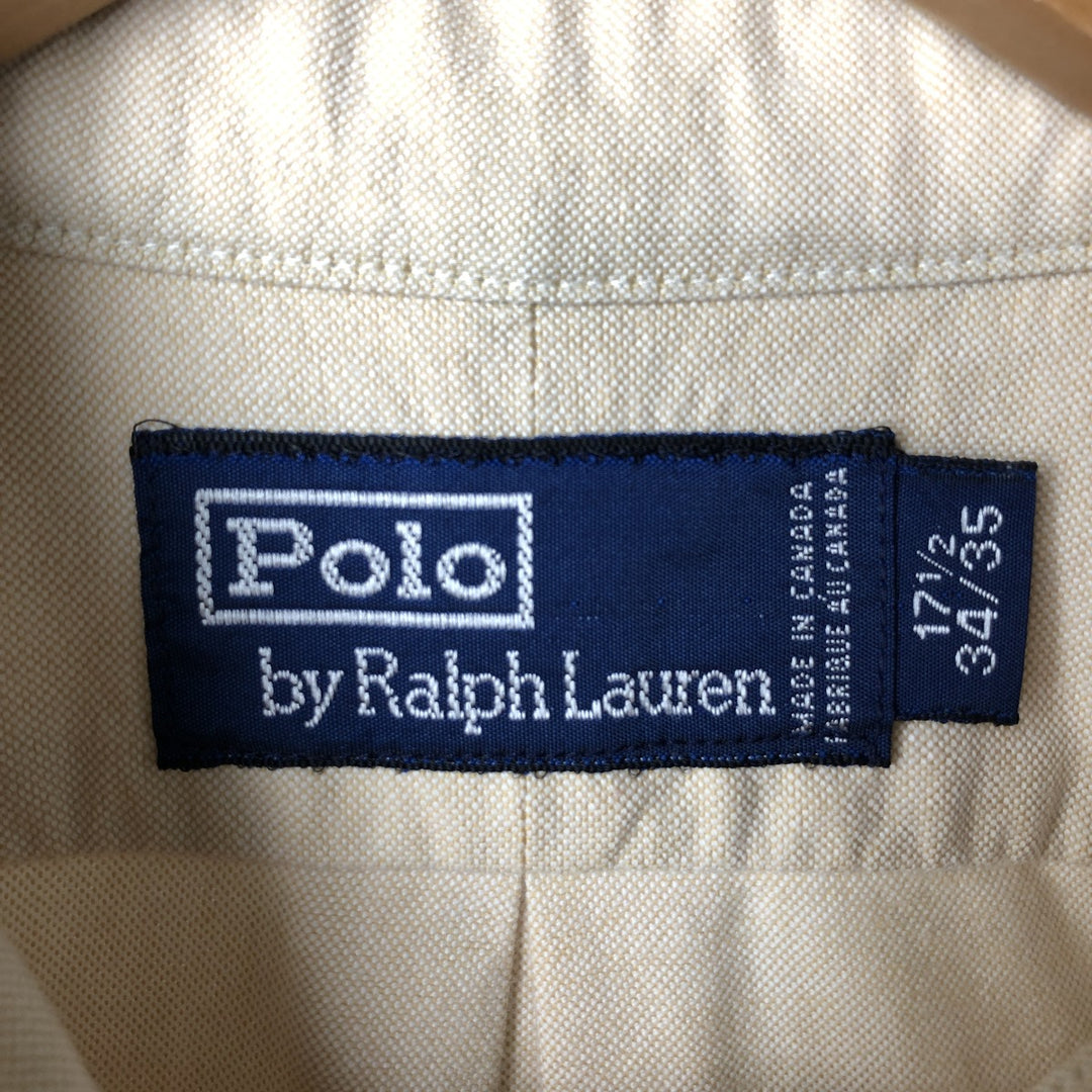 Ralph Lauren POLO by Ralph Lauren Long Sleeve Button Down Shirt Made in Canada Men's XL cotton ivory Vintage Second Hand