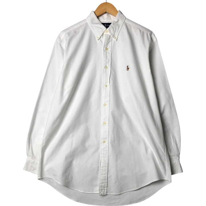Ralph Lauren YARMOUTH long sleeve button down shirt, men's size L cotton white type Vintage Second Hand