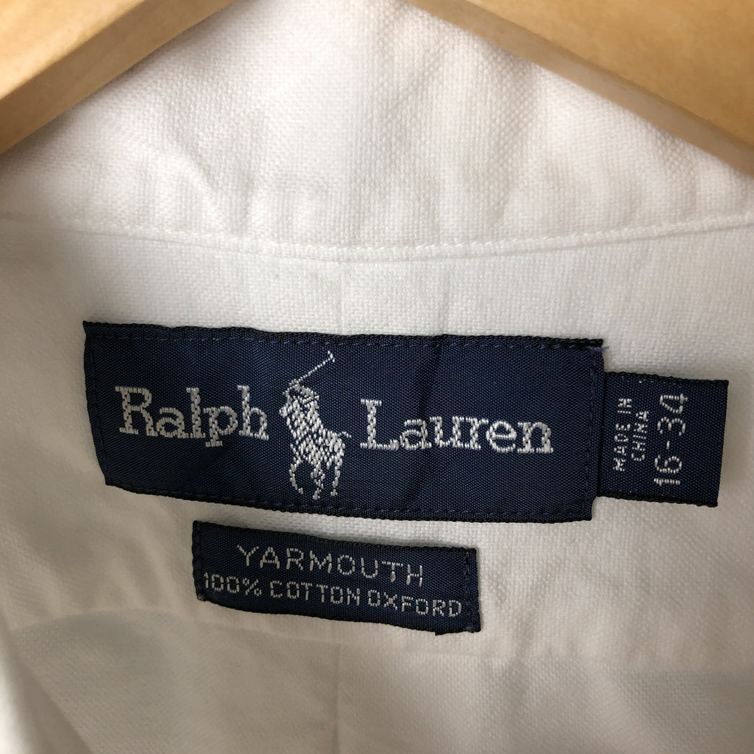 Ralph Lauren YARMOUTH long sleeve button down shirt, men's size L cotton white type Vintage Second Hand