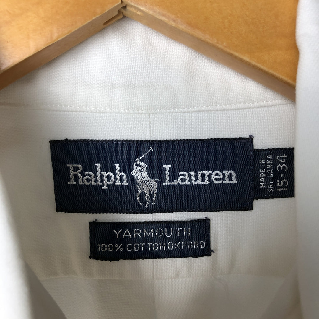 Ralph Lauren YARMOUTH long sleeve button down shirt, men's size M cotton white type Vintage Second Hand