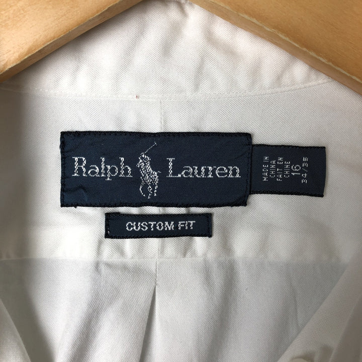 Ralph Lauren CUSTOM FIT long sleeve button down shirt, men's size L cotton white type Vintage Second Hand