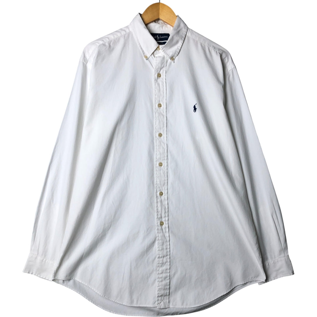 Ralph Lauren YARMOUTH long sleeve button down shirt, men's size L cotton white type Vintage Second Hand