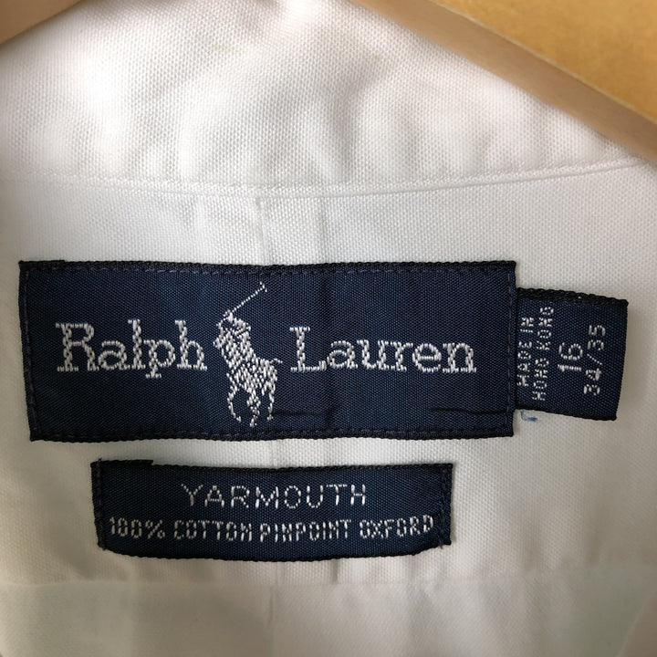 Ralph Lauren YARMOUTH long sleeve button down shirt, men's size L cotton white type Vintage Second Hand