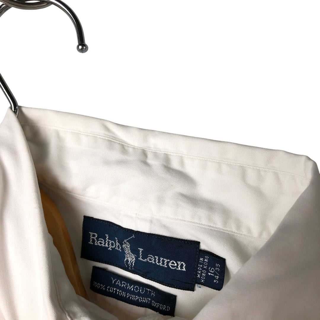 Ralph Lauren YARMOUTH long sleeve button down shirt, men's size L cotton white type Vintage Second Hand