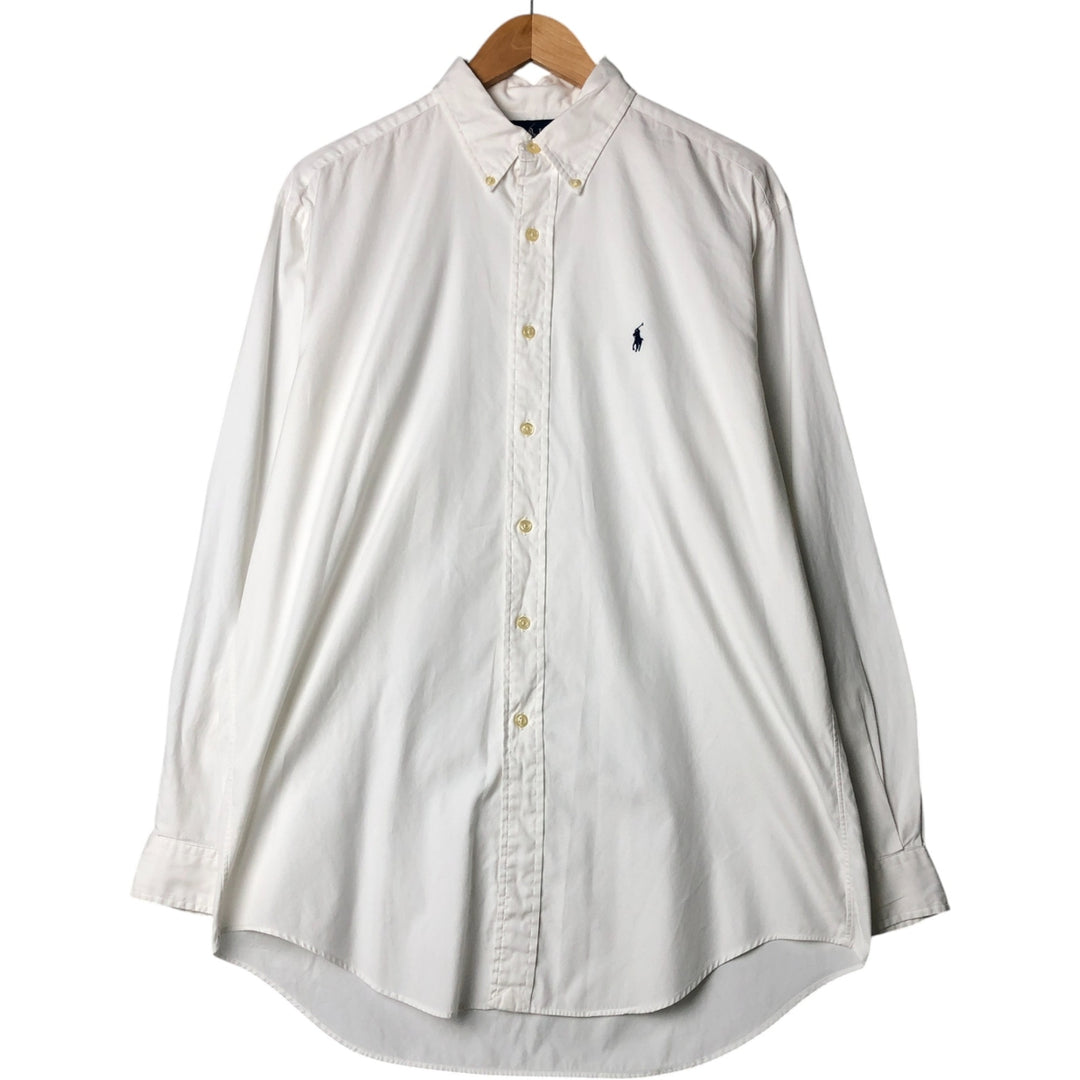 Ralph Lauren YARMOUTH long sleeve button down shirt, men's size L cotton white type Vintage Second Hand