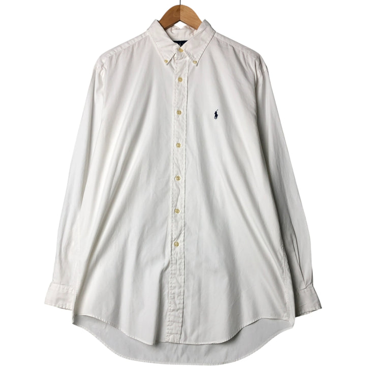 Ralph Lauren YARMOUTH long sleeve button down shirt, men's size L cotton white type Vintage Second Hand