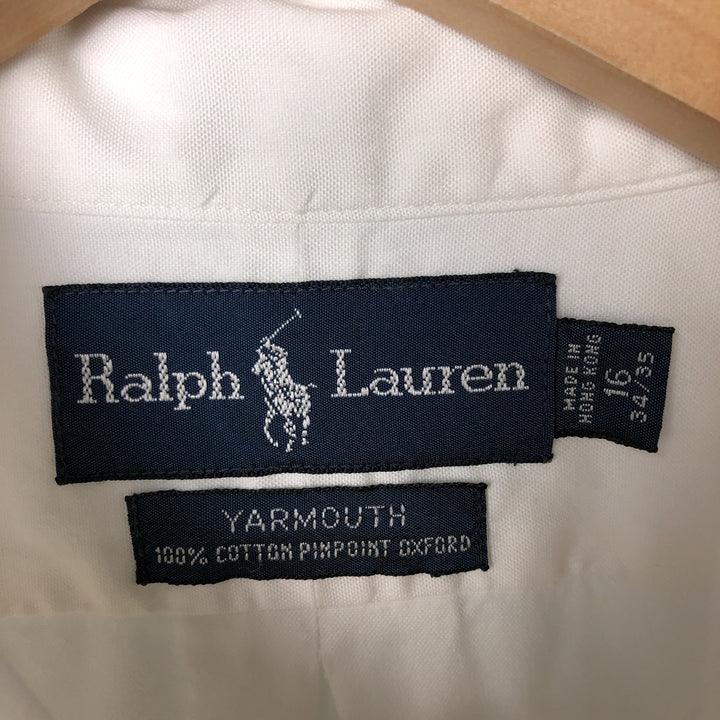 Ralph Lauren YARMOUTH long sleeve button down shirt, men's size L cotton white type Vintage Second Hand