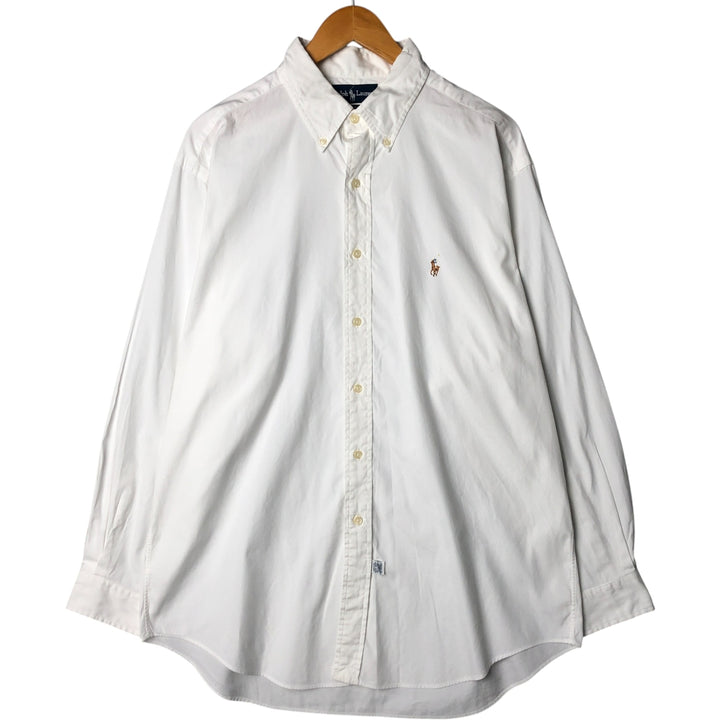 Ralph Lauren YARMOUTH long sleeve button down shirt, men's size L cotton white type Vintage Second Hand