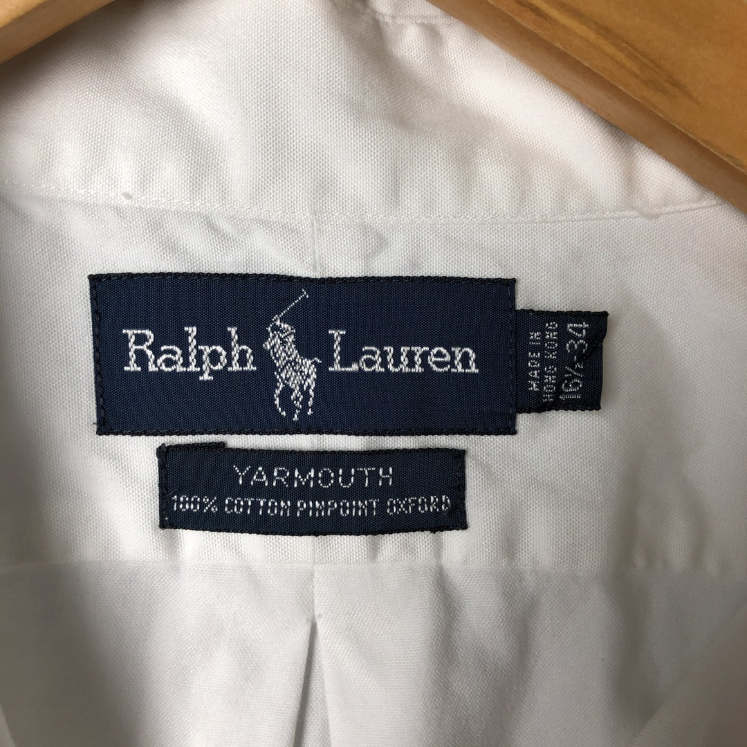 Ralph Lauren YARMOUTH long sleeve button down shirt, men's size L cotton white type Vintage Second Hand