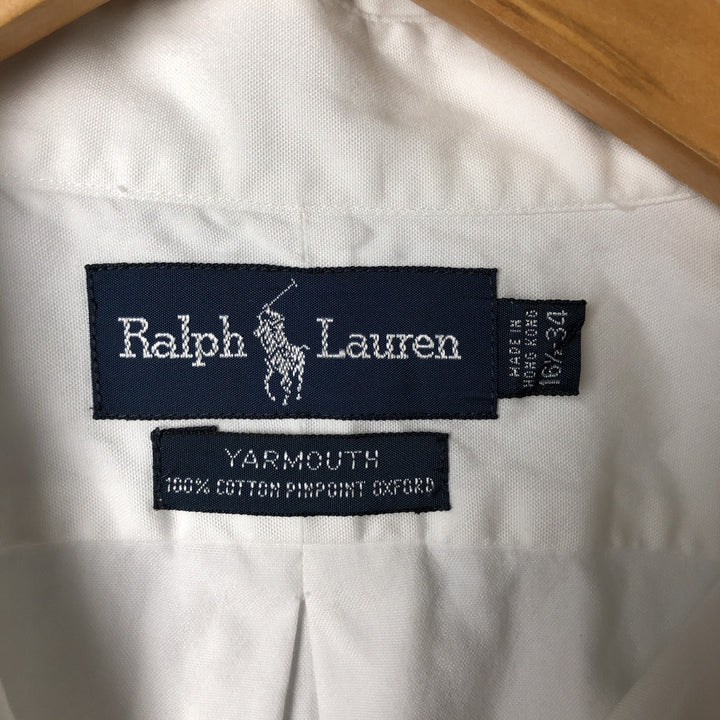 Ralph Lauren YARMOUTH long sleeve button down shirt, men's size L cotton white type Vintage Second Hand