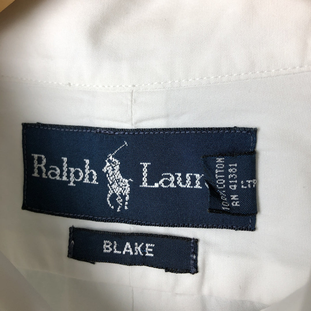 Ralph Lauren BLAKE long sleeve button down shirt, men's size L cotton white type Vintage Second Hand