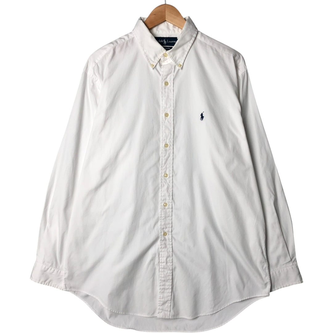 Ralph Lauren YARMOUTH long sleeve button down shirt, men's size L cotton white type Vintage Second Hand