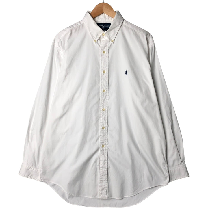 Ralph Lauren YARMOUTH long sleeve button down shirt, men's size L cotton white type Vintage Second Hand