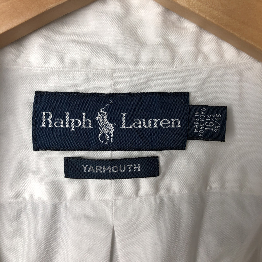 Ralph Lauren YARMOUTH long sleeve button down shirt, men's size L cotton white type Vintage Second Hand