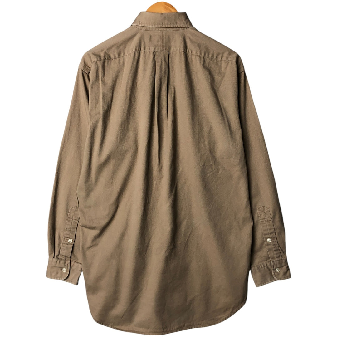 Ralph Lauren BLAKE long sleeve button down shirt, men's size M cotton beige type brown Vintage Second Hand