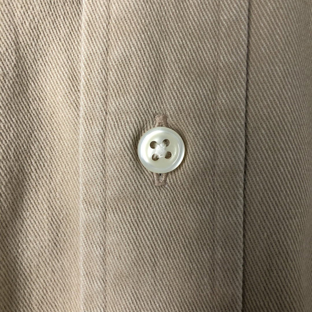 Ralph Lauren BLAKE long sleeve button down shirt, men's size M cotton beige type brown Vintage Second Hand