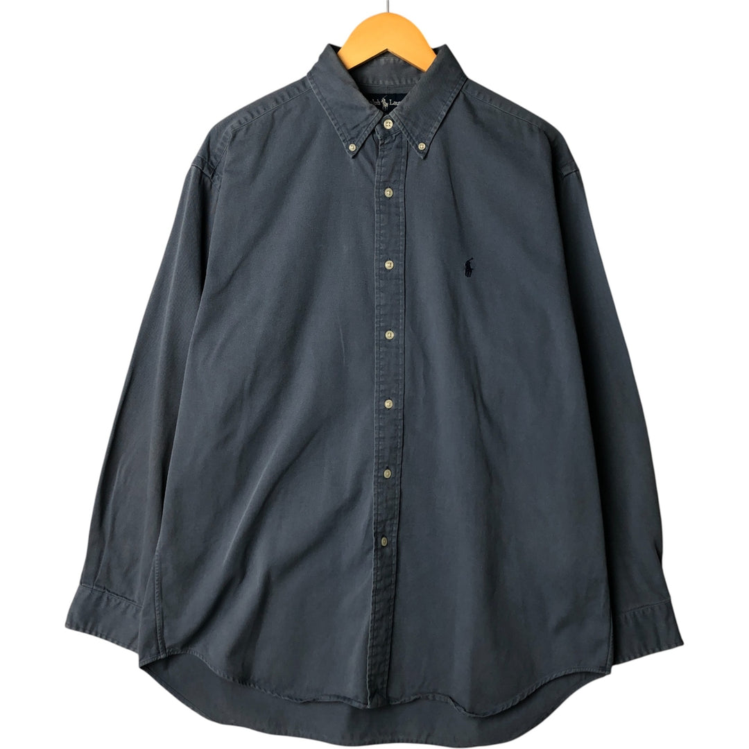Ralph Lauren BLAKE long sleeve button down shirt, men's size L cotton Navy blue Vintage Second Hand
